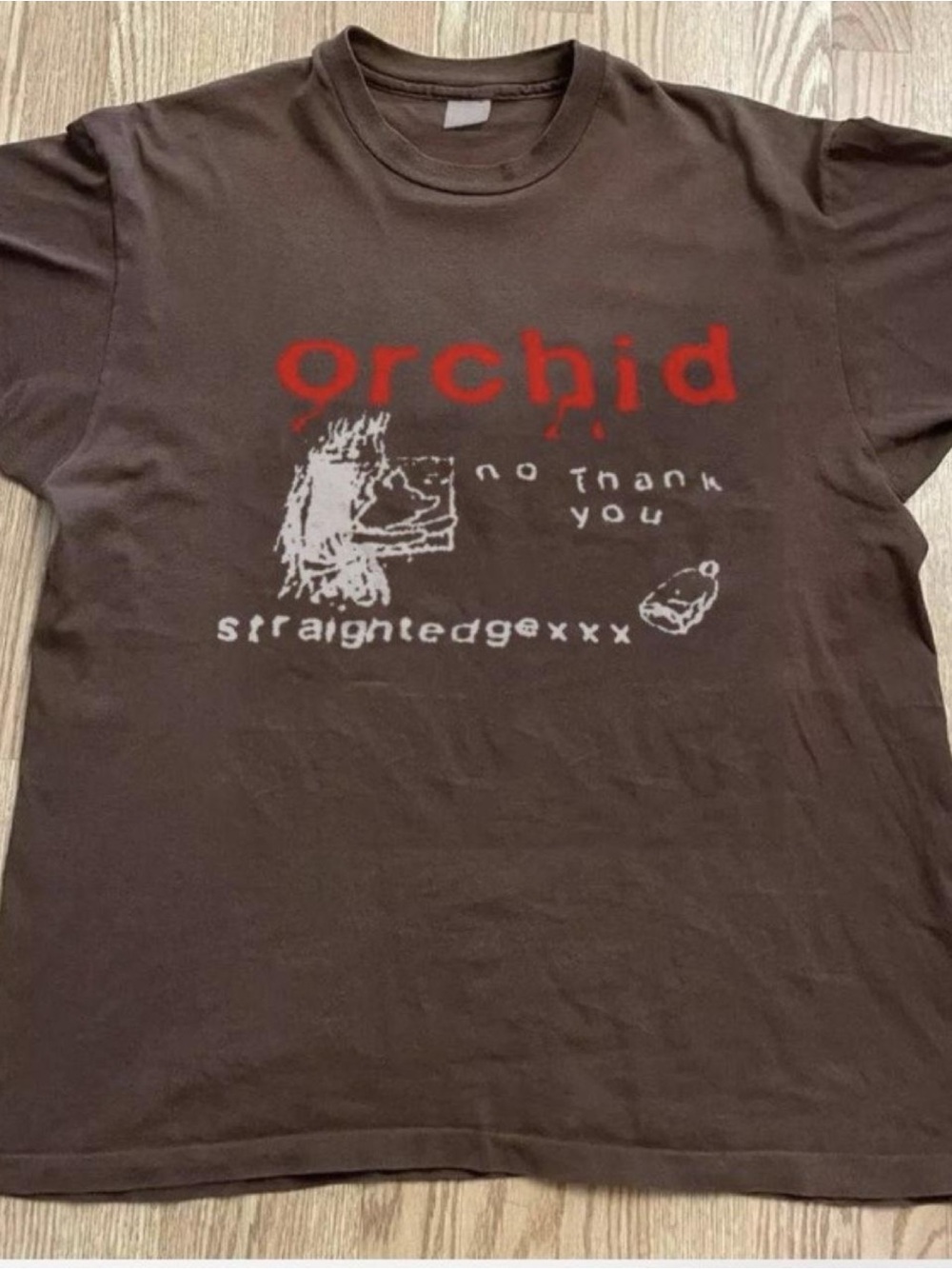 Gildan Brown Short Sleeve Tee with Red Orchid Graphic